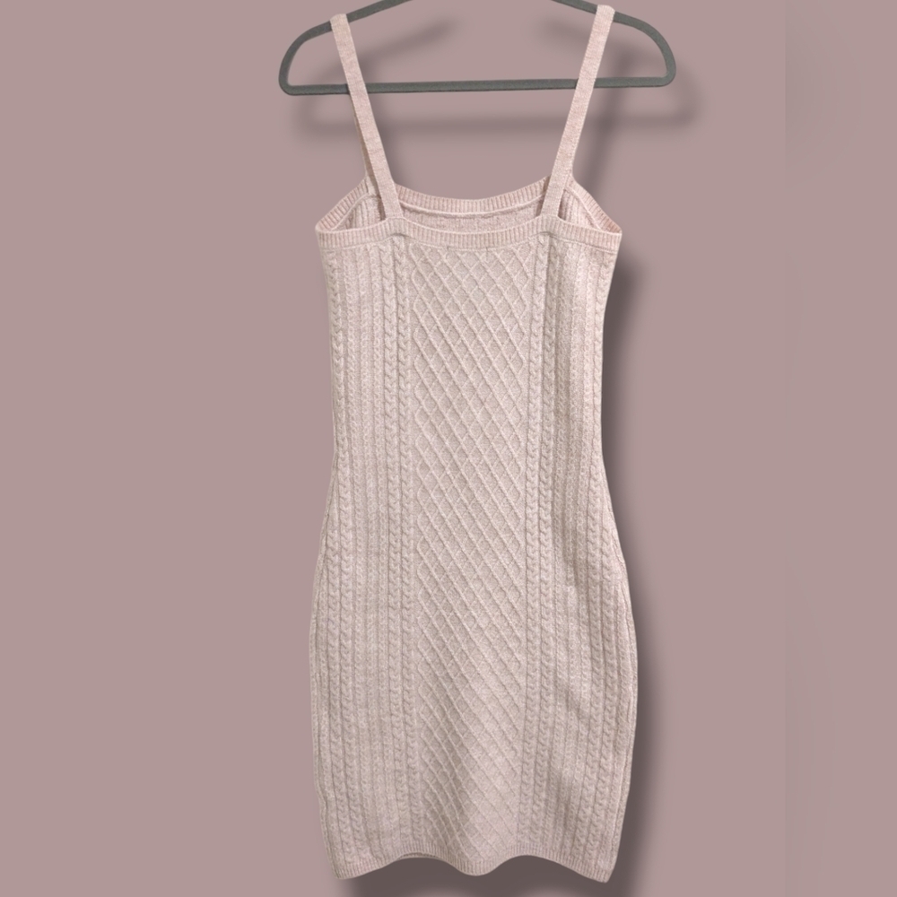 House Of Harlow Pastel Pink Sleeveless Bodycon Cable Knit Sweater Dress Romantic - Picture 2 of 8